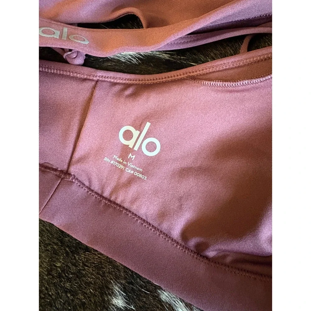 Alo 7/8 High-Waist Airlift Legging Airlift Intrigue Bra Set S/M Pink Wild Rose